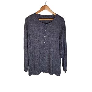 Black and White Blend Long Sleeve Cardigan with Buttons